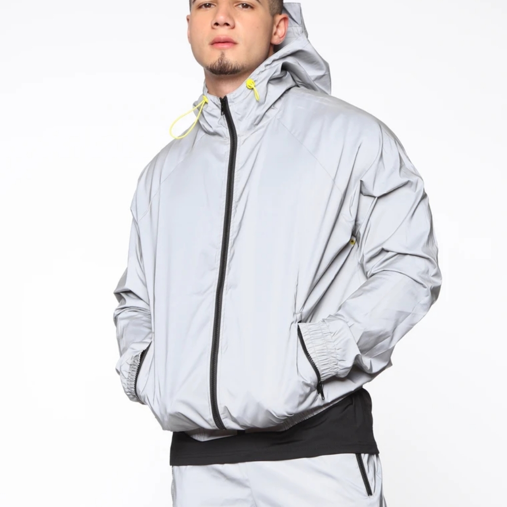 Fashion Nova Light Gray Hooded Jacket